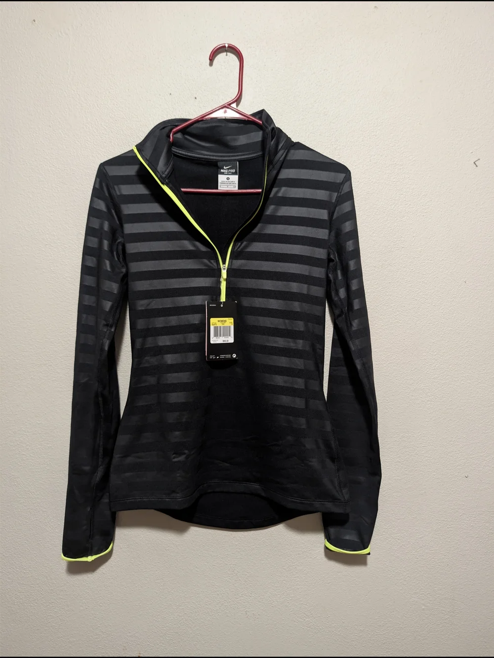 Nike Black Striped Half-Zip Sweatshirt with Neon Yellow Trim